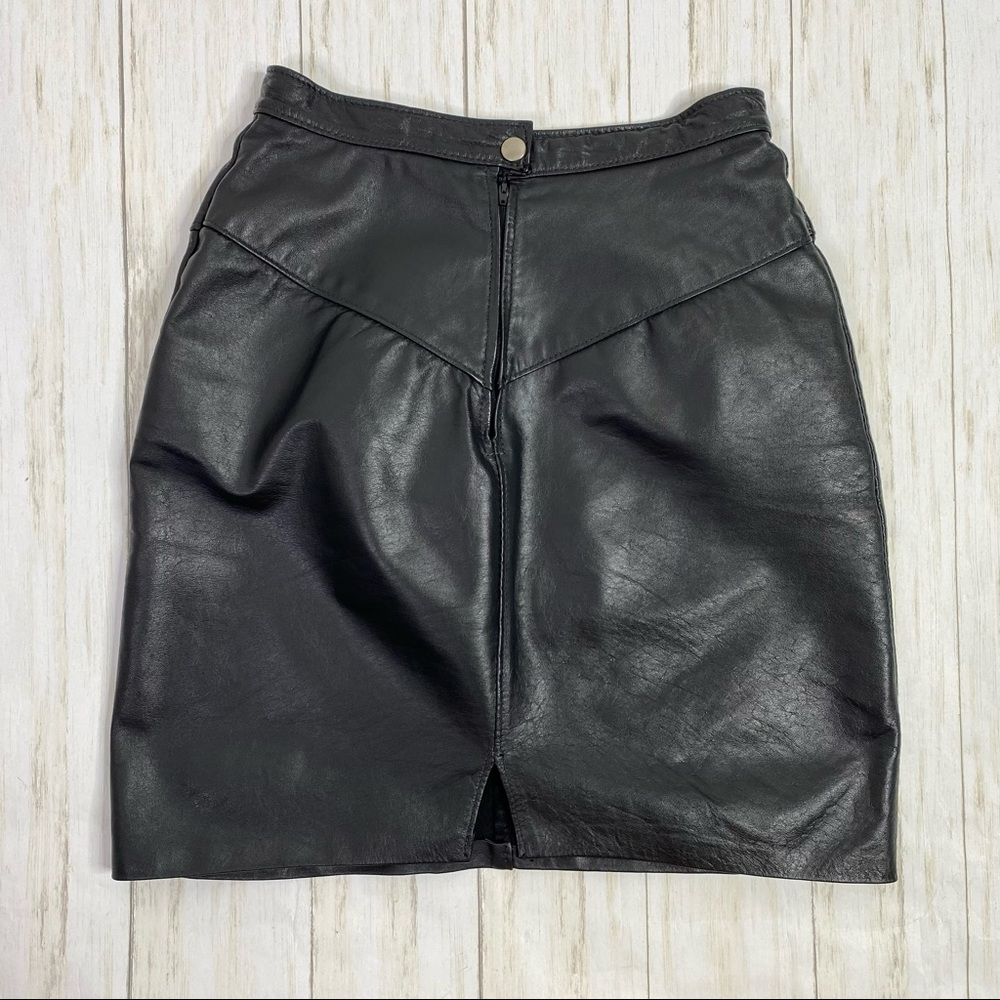 Vintage Steer Brand Black Leather Mini Skirt - Picture 6 of 6